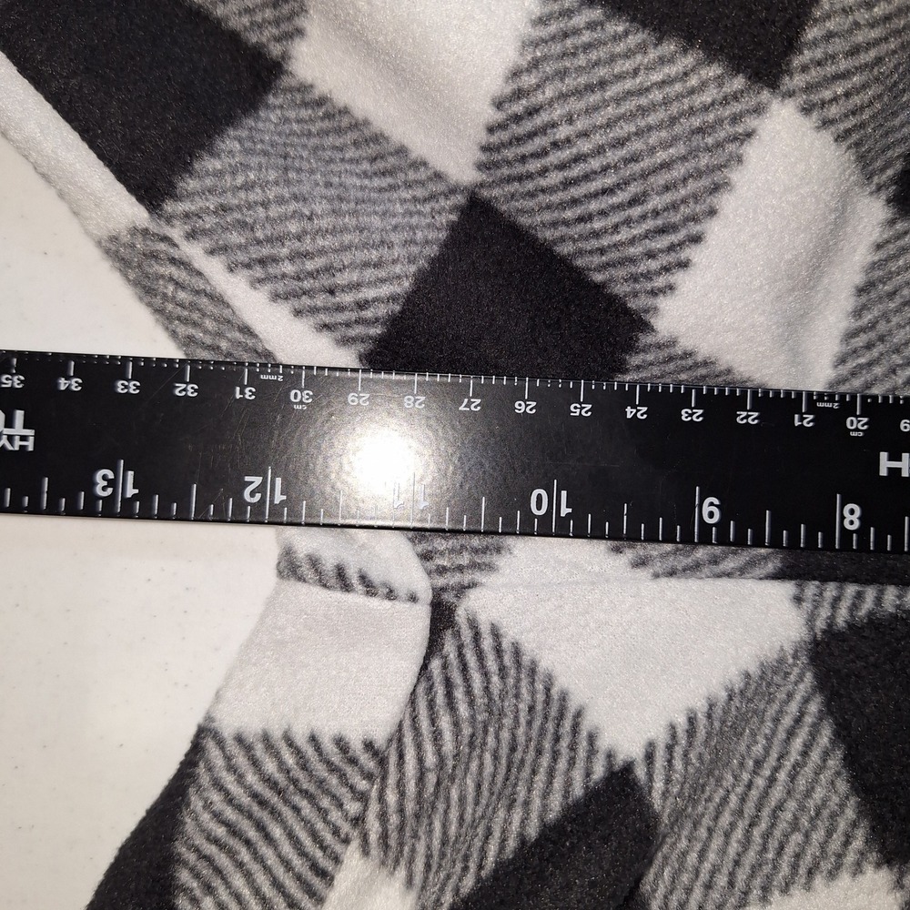 Buffalo Plaid Fleece Pajama Pants Black White Red Cuffs Size M Lumberjack - Picture 9 of 10